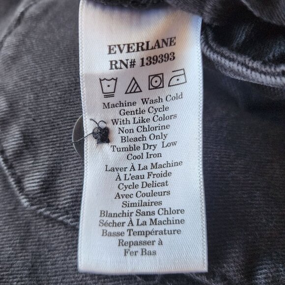 Everlane The Organic Cotton Wide-Leg Twill Black High Rise Pants Womens 8 - Picture 6 of 8